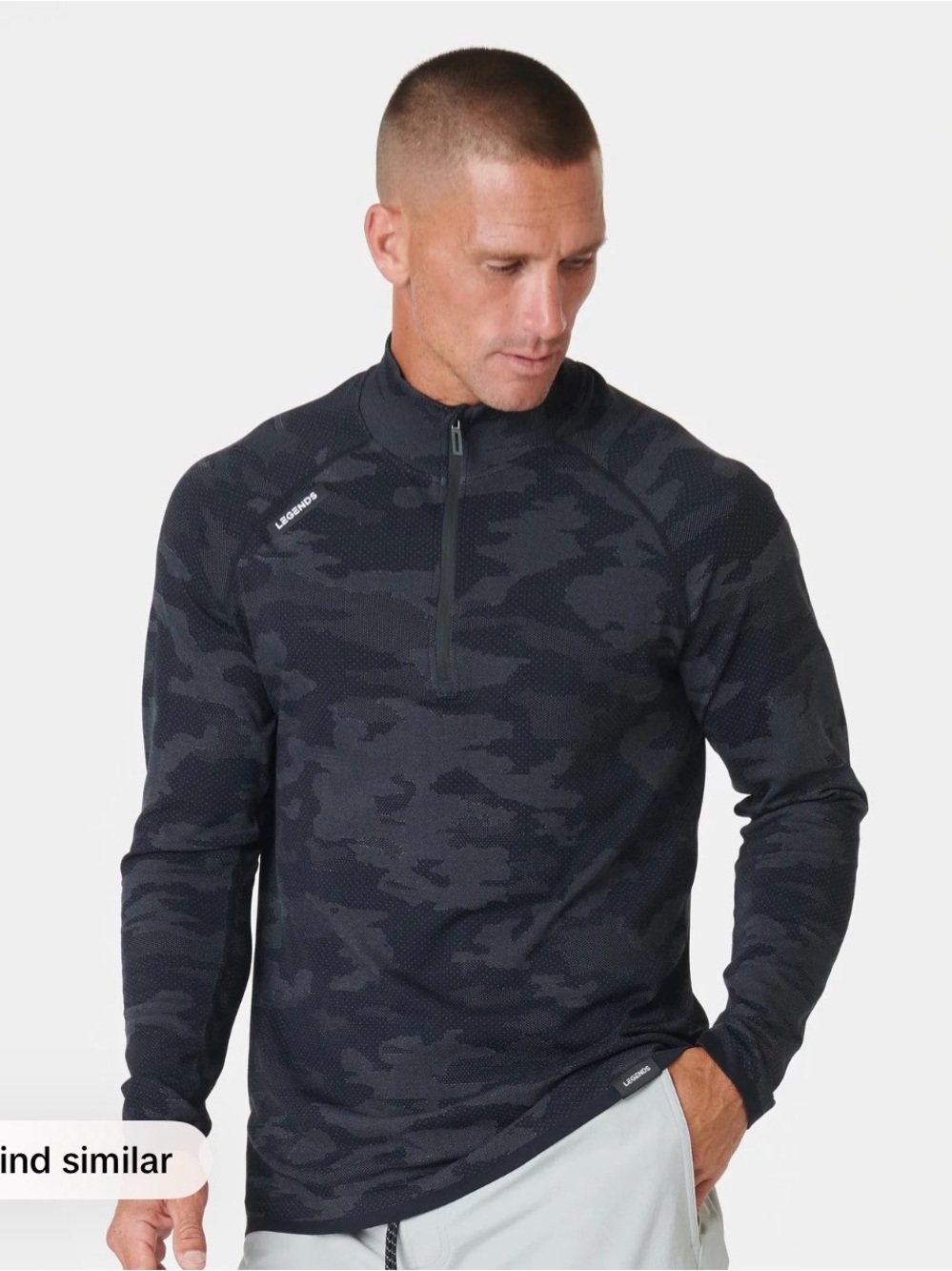 LEGENDS Men’s Culver Quarter Zip - Black & Grey Camouflage